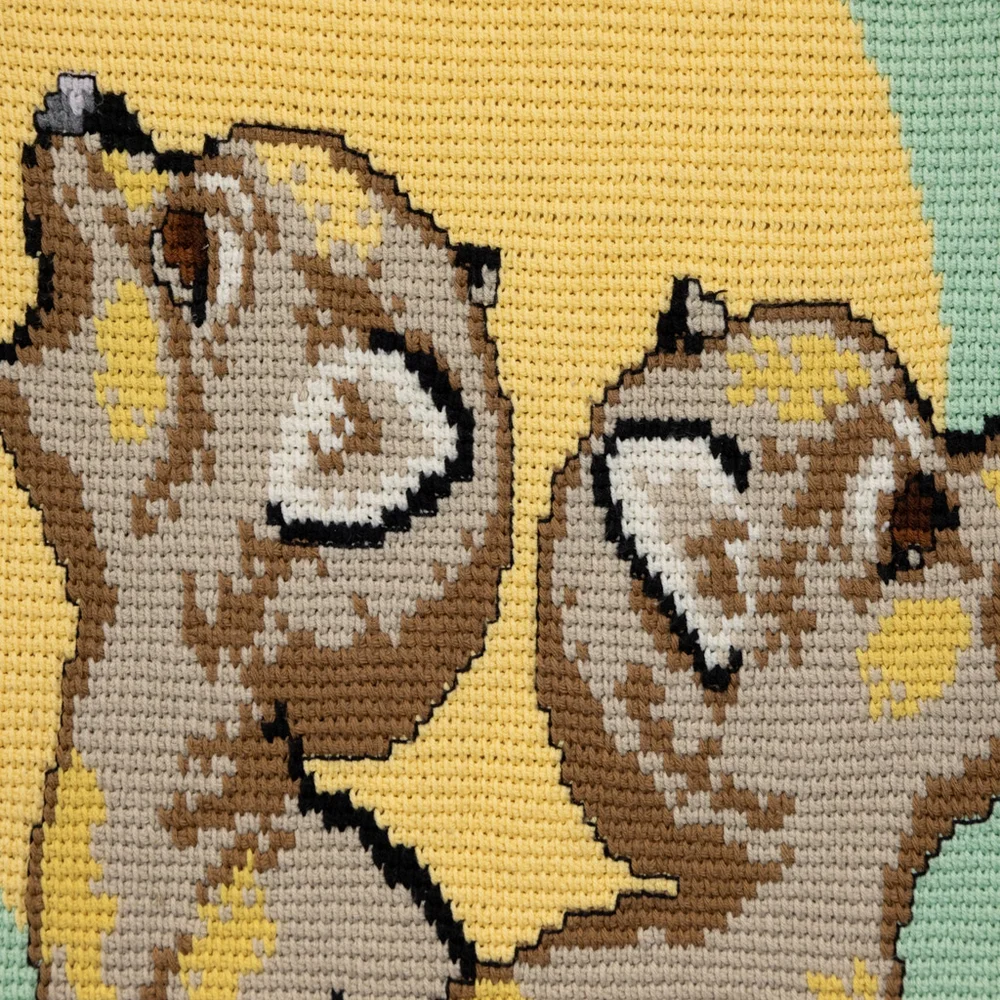 Handmade crochet knitted wolf baby blanket